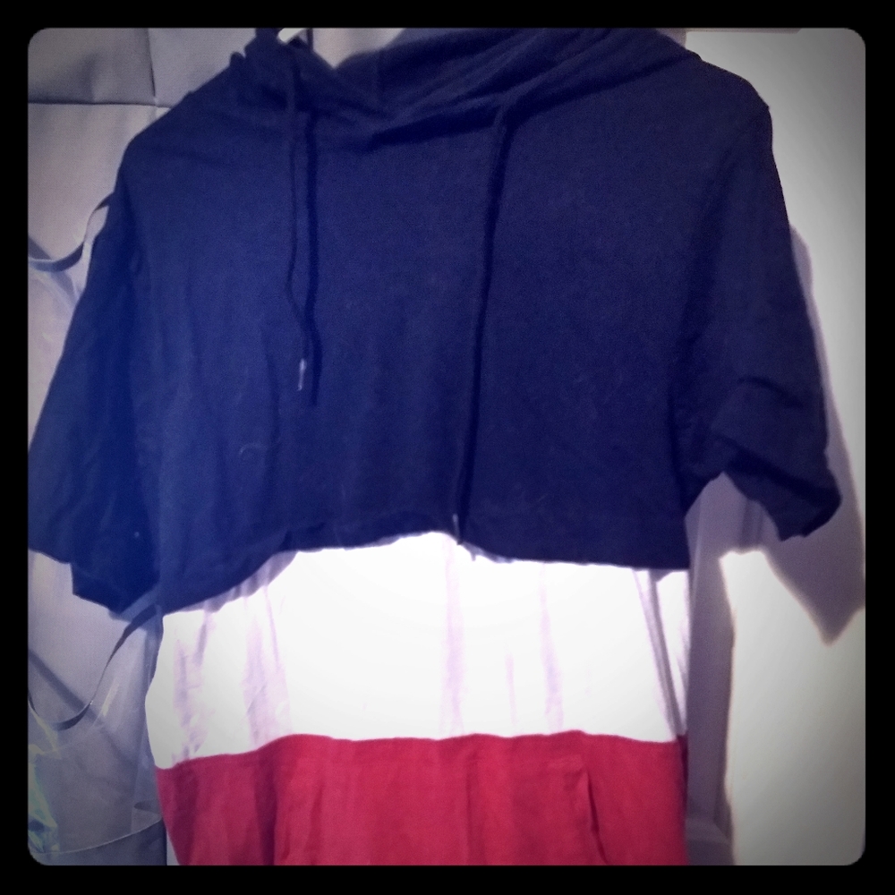 South Pole Hooded T-shirt red white blue Small